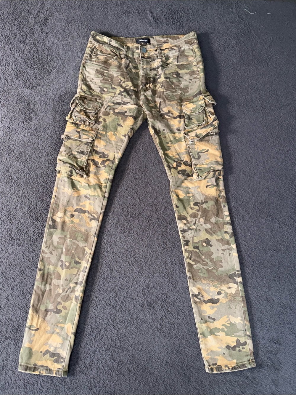 Men's Camo Stacked Skinny Cargo Jeans - Green Camo